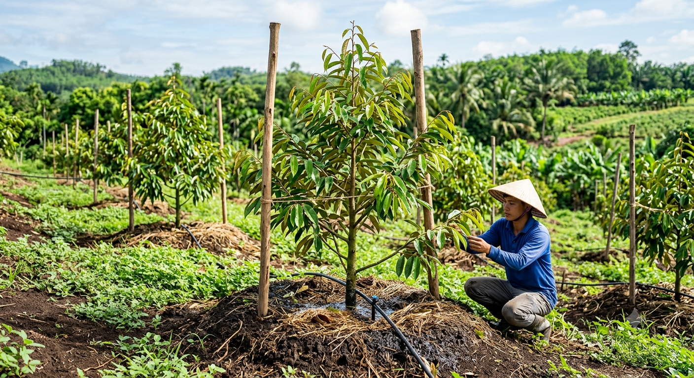 Giai đoạn 2: Cây con phát triển và nuôi thân, cành (1-3 năm đầu)